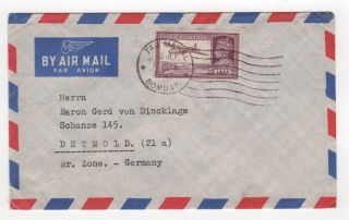 1948 India Kgvi Air Mail Cover Taj Mahal Bombay To Detmold Germany British Zone