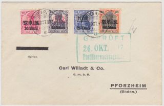 Germany Occup.  Romania 1917 Commerc.  Cover Bucarest Incl.  Mi 7 To Pforzheim
