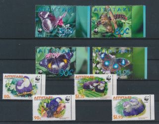 Lk70789 Cook Islands Aitutaki Butterflies & Birds Animals Edges Mnh
