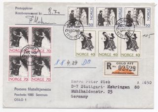 1971 Norway Registered First Day Cover Folk Tales Sg672/4 Oslo To Stuttgart Ger