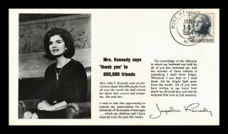 Dr Jim Stamps Us Mrs John F Kennedy Thank You Letter Cachet Cover 1964