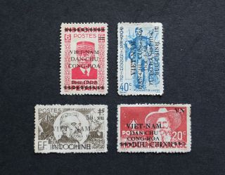 Viet Nam - 1945 Scarce Wwii Viet Minh Issues Overprinted On Indo - China Lot Mh Rr