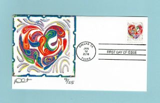 U.  S.  Fdc 5036 Rare Dave Curtis Cachet - The Quilled Paper Heart Love Stamp