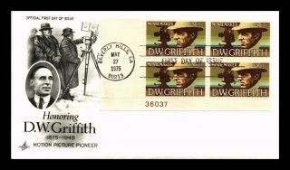Dr Jim Stamps Us D W Griffith Movie Maker First Day Cover Plate Block
