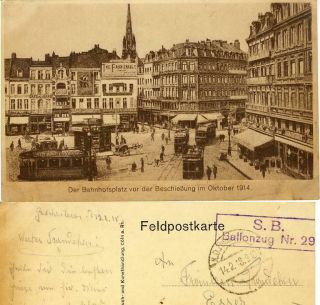 Germany Wwi Postcard Feldpost Ballonzug 1918 Ac106