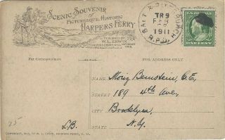 Rpo Railroad Post Office 1911 Baltimore & Pittsburgh Md Pa Harpers Ferry Card