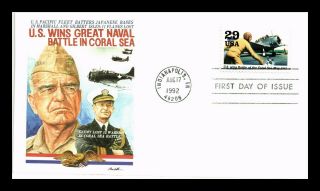 Us Cover Wwii 50th Anniversary Us Wins Battle Of Coral Sea Fdc Fleetwood