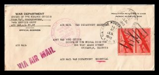 Dr Jim Stamps Us Wwii War Department Air Mail Legal Size Cover Apo 149 151