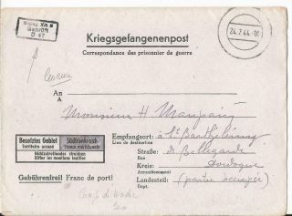 Germany France 1944 Prisoner Of War Letter Sheet Stalag Xiii
