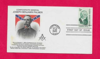 1235 Fdc Confederate Civil War General Joseph Benjamin Palmer Masonic