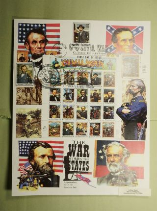 Dr Who 1995 Fdc Civil War Classic Sherman Reed Cachet On Sheet Le68805