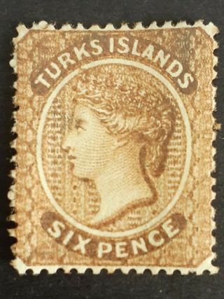 Turks Islands Scarce Old Mvlh 6d Stamp As Per Photo.  Good Value.  Very