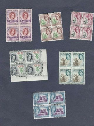 Stamps Southern Rhodesia Queen 1953 6 Blocks 81 - 84,  86 & 88,  Mnh