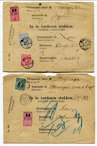 Netherlands 1897 - Two Franking Registered Covers - Sent To Germany -