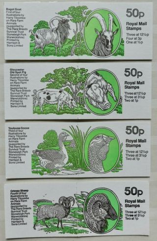 Gb Stamp Folded Booklets 1983 Farm Animals Series (4 X 50p) Sg Fb23/26 - Mnh