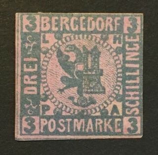 Germany Bergedorf Sc 4 Hr Vf 4 Margins Stamp Very High Cv X1/77