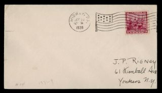 Dr Who 1938 Midway Pa Flag Cancel To Yonkers Ny E49086