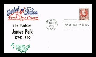 Dr Jim Stamps Us James Polk President First Day Cover Columbia Tennessee