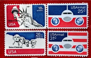 1974 - 76 Us Airmail Sc C87 C88 C89 C90 Mnh/og