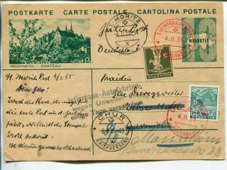 Switzerland Julierpass Special Mail Card To Germany 1935