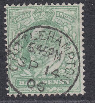 Gb Evii 1902 ½d Green Chittlehampton Timed Thimble Cds Postmark