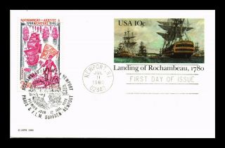 Dr Jim Stamps Us Landing Of Rochambeau Combo Fdc Postal Card France Postage