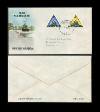 Malaya/malaysia 1966 National Monument Fdc With Singapore Postmark.