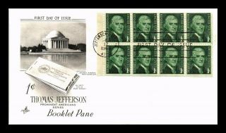 Dr Jim Stamps Us 1c Thomas Jefferson Fdc Cover Booklet Pane Art Craft