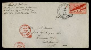 Dr Who 1944 Apo 760 Airmail To Usa Wwii Censored E46282
