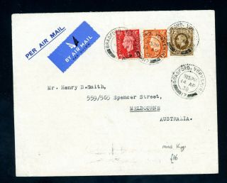 1938 Air Mail Cover Uk - Australia 1s 3d Rate (o048)