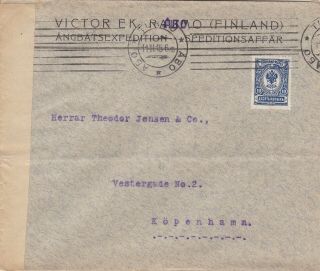 Russia Finland Old Censored Cover To Denmark 1915 Ww1 Turku