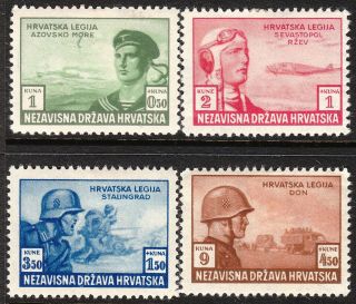 Stamp Croatia Sc B33 - 6 1943 Wwii War Russia Legion Panzer Soldier War Mng