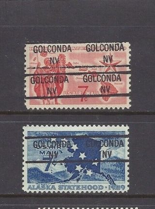 Nevada Precancels On Alaska,  Hawaii Statehood Air Mail Stamps (c53,  C55)