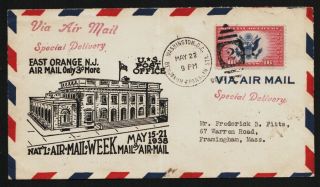 Ce2 16c Airmail Spec Del On 1938 East Orange Nj National Airmail Week Cover A251