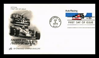 Dr Jim Stamps Us Auto Racing Fdc Postal Stationery Cover Ontario California