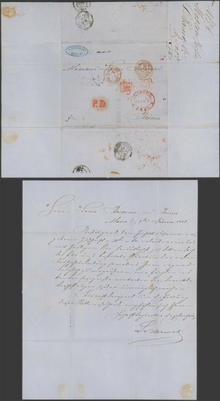 Russia 1854 - Stampless Cover Moscow To Reims France 32956/10