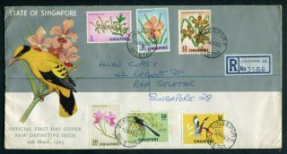10.  03.  1963 Singapore Definitives Set 6 X Stamps To $1 On Fdc First Day Cover