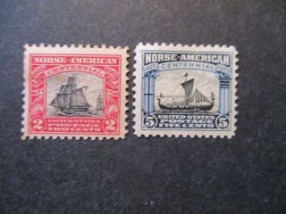 Complete Set,  1925 Norse - American Issue,  2 Stamp2 S 620 - 21 Mh Mph Og