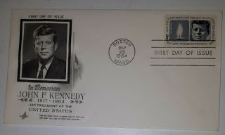 Rare Fdc (boston) " 1964 In Memoriam John F.  Kennedy 1917 - 1963 " First Day Cover "