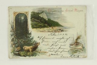 Postal History Postcard 1898 Gruss Aus Von Der Ingel Rugen Germany To Argentina