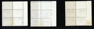 SOUTH AFRICA 1953 The Full Set as CYLINDER BLOCKS OF FOUR SG 146 to SG 148 2