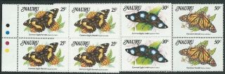 Nauru 1984 Butterflies Set Blocks Of 4 Mnh. . . . .  60887