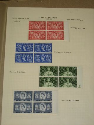 G.  B.  1953 Qeii Coronation Set Blocks Of 4 Cv$65,