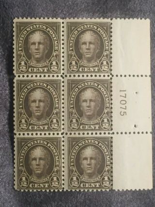 Scott Us 551 1922 - 25 1/2c Perf.  11 Plate Block Of 6 Stamps Mnh