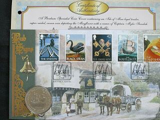 Benham 2003 Pub Signs First Day Coin Cover.  Isle Of Man 