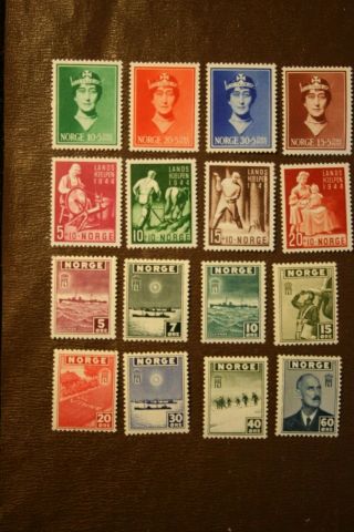 NORWAY.  selection of 1940s sets.  31 stamps.  2 images 2