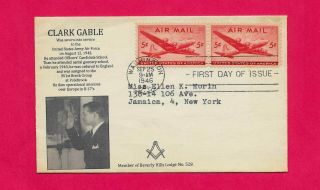 C32 Fdc Clark Gable Wwii Swearing In Us Army Air Force Masonic