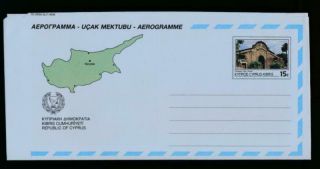 Cyprus Postal Stationery Aerogramme 15c Map & Views