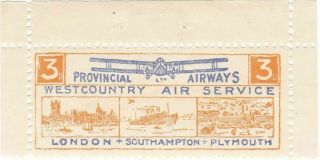Uk,  Airmail Label,  Westcountry Air Service