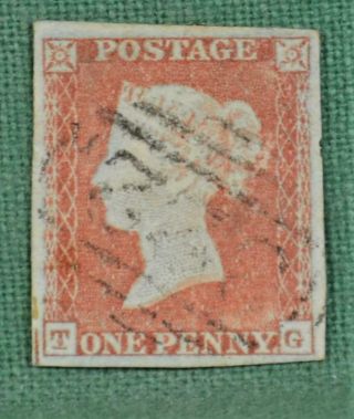 Gb Stamp 1841 1d Penny Red Imperf.  4 Margin (b30)